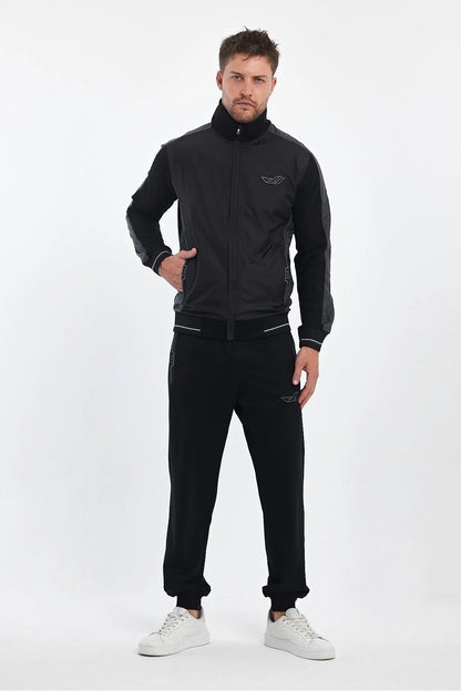 Erkek Yandan Robalı Fermuarlı Spor Eşofman Takımı