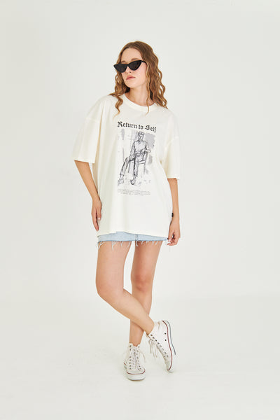 Kara Kalem Tasarım Oversize Tişört