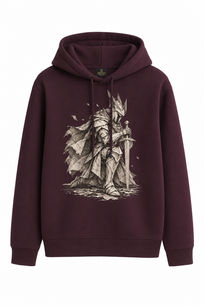 Origami Şövalye Baskılı Kapüşonlu Sweatshirt