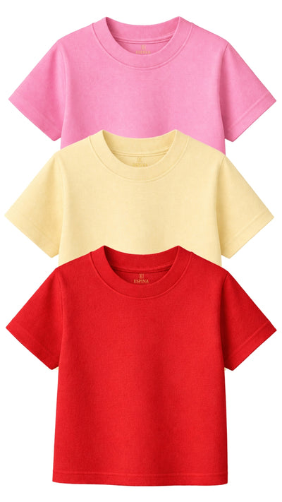 Kız Çocuk Bebek %100 Pamuk Basic Tişört 3'lü Set