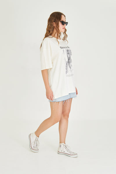 Kara Kalem Tasarım Oversize Tişört