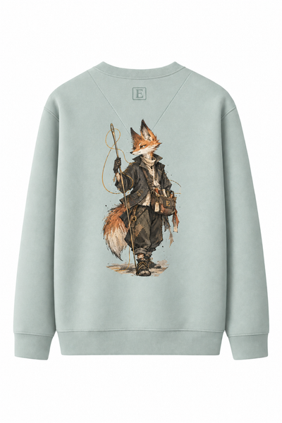 Gezgin Tilki Baskılı Unisex Sweatshirt