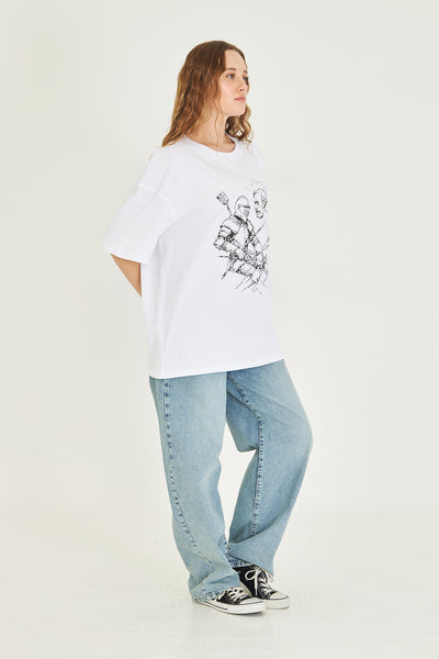 Kara Kalem Tasarım Oversize Tişört