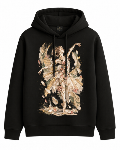 Balerin Kolaj Baskılı Kapüşonlu Sweatshirt
