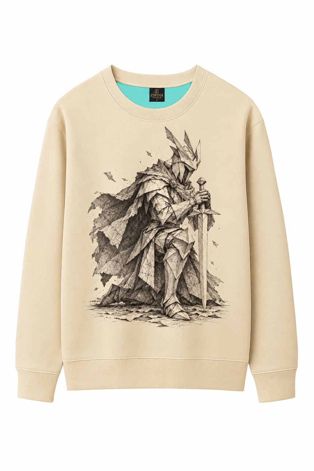 Origami Şövalye Baskılı Sweatshirt