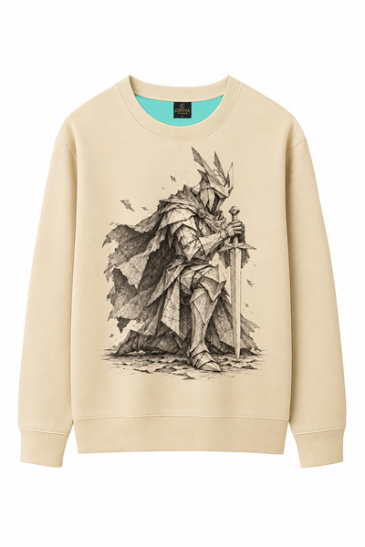 Origami Şövalye Baskılı Sweatshirt