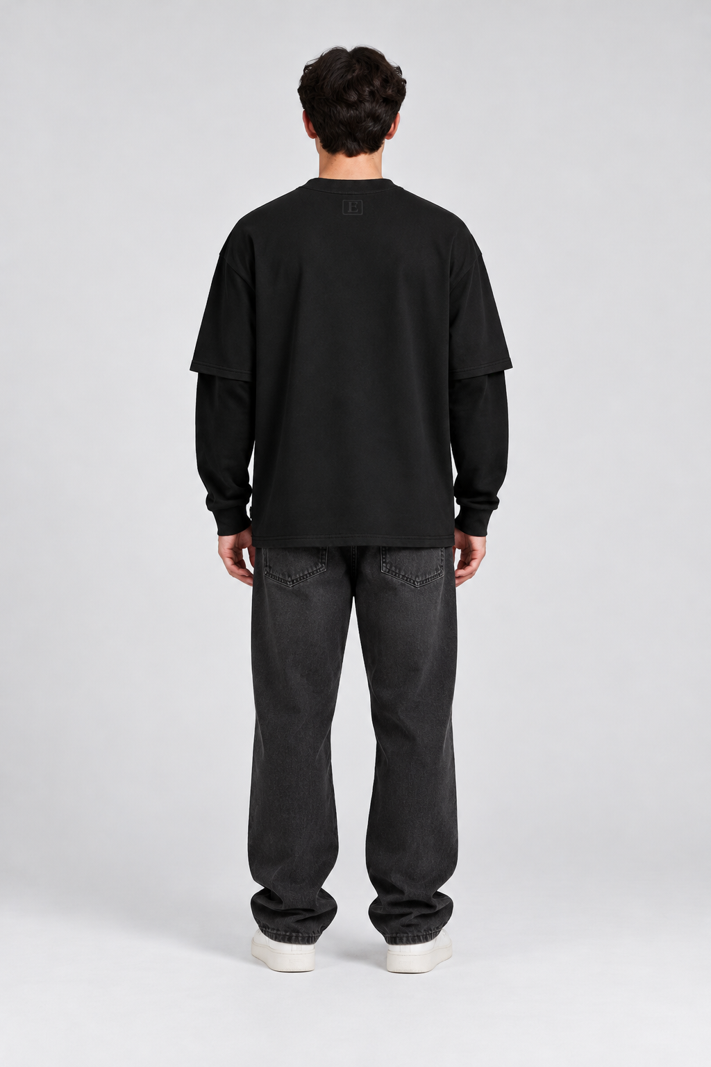 Midnight Society Ay Baskılı %100 Pamuk Çift Kollu Oversize Tişört