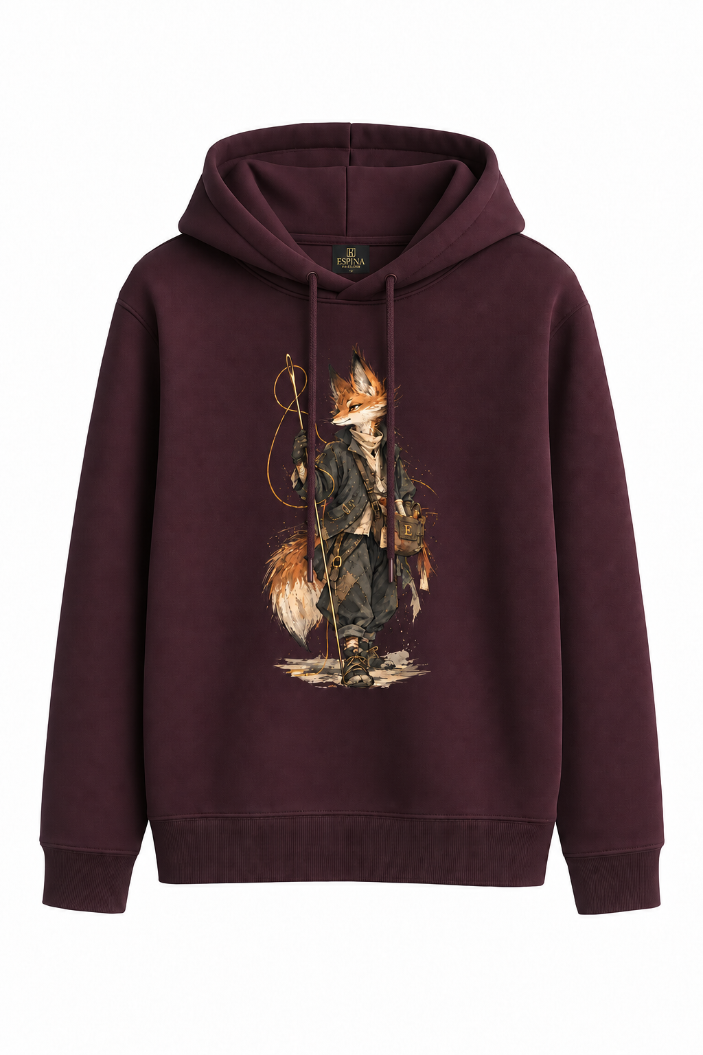 Gezgin Tilki Baskılı Kapüşonlu Unisex Sweatshirt