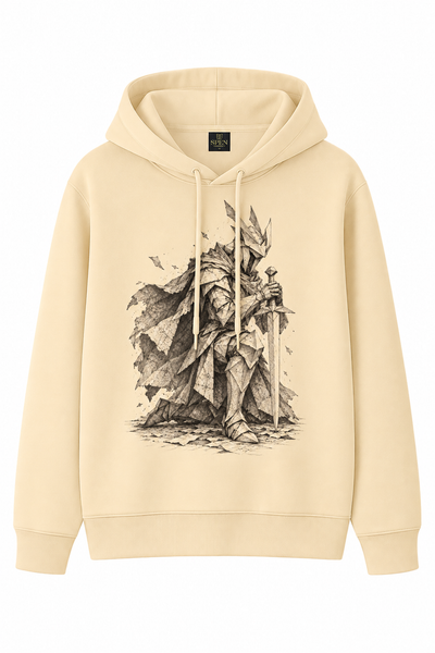 Origami Şövalye Baskılı Kapüşonlu Sweatshirt
