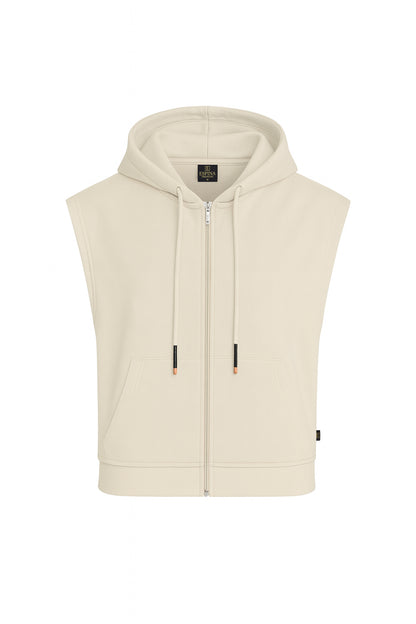 Kolsuz Kapüşonlu Fermuarlı Basic Sweat Yelek