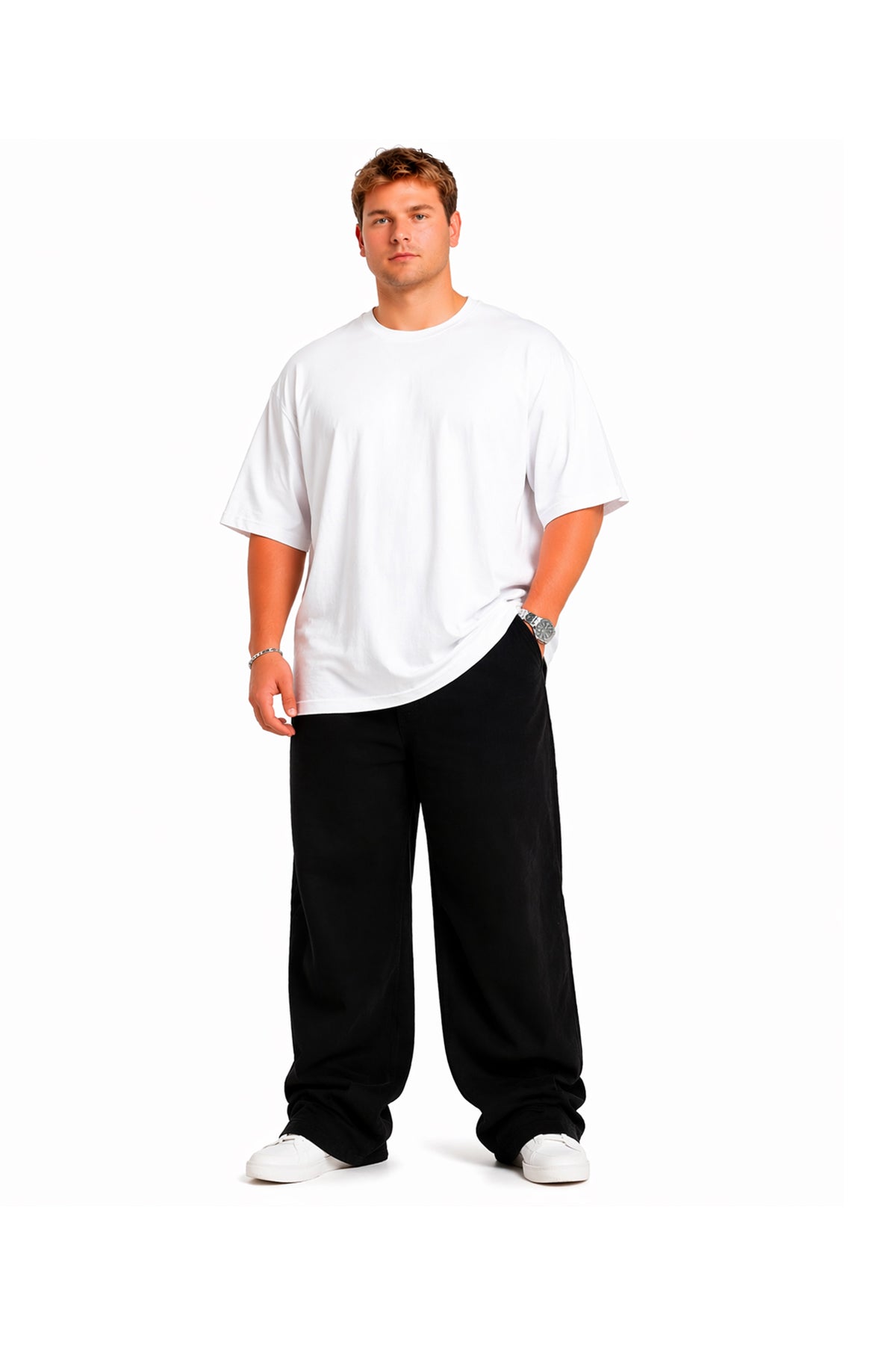 Erkek Basic Oversize Büyük Beden Kısa Kollu Tişört