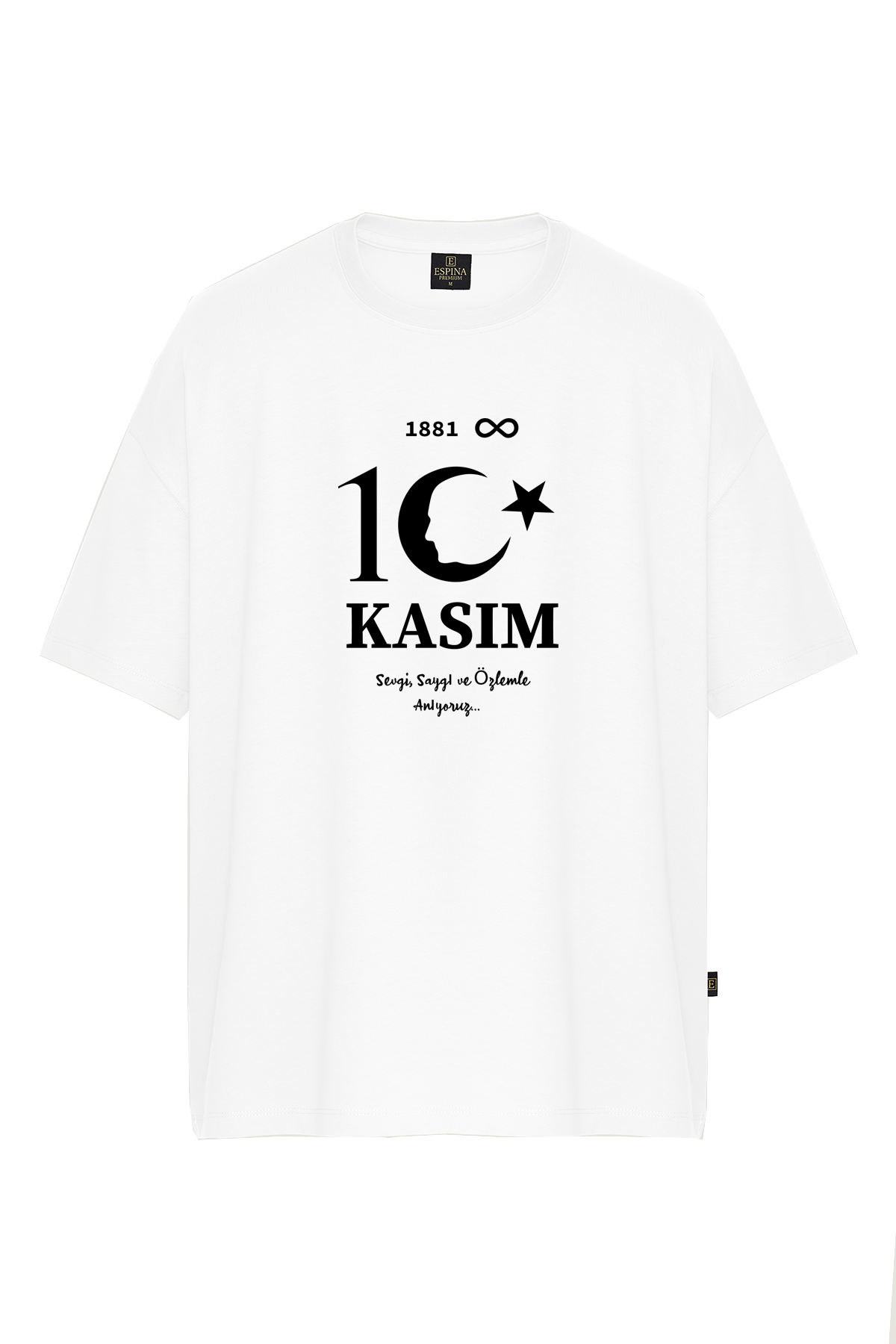 10 Kasım Atatürk'ü Anma Baskılı %100 Pamuk Beyaz Unisex Tişört