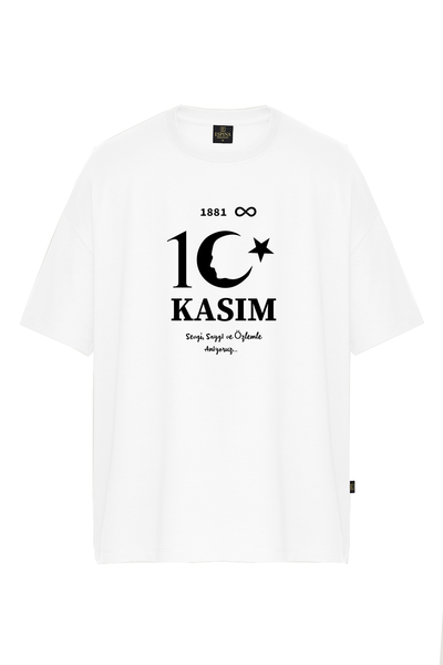 10 Kasım Atatürk'ü Anma Baskılı %100 Pamuk Beyaz Unisex Tişört