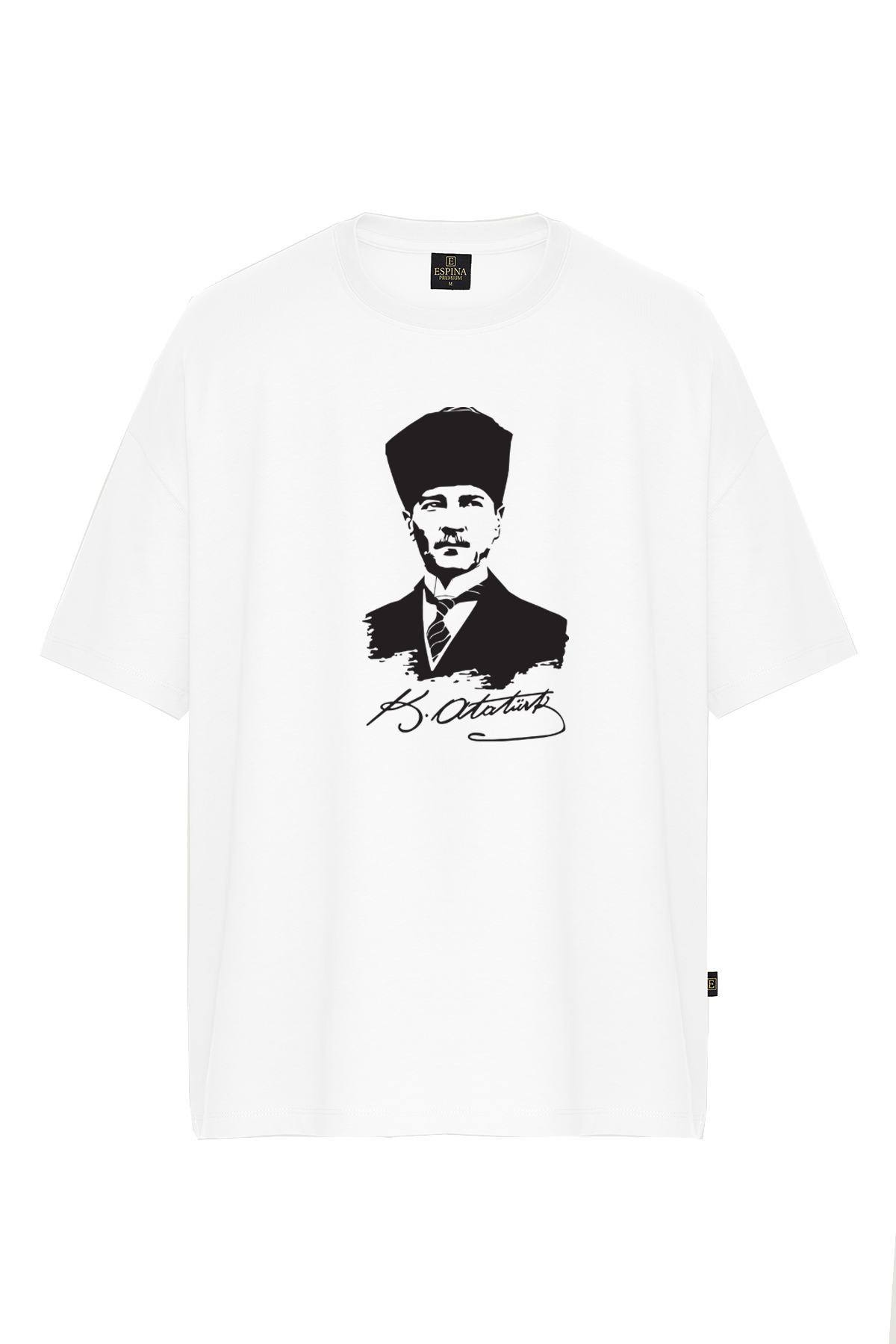 Atatürk Baskılı %100 Pamuk Beyaz Unisex Tişört