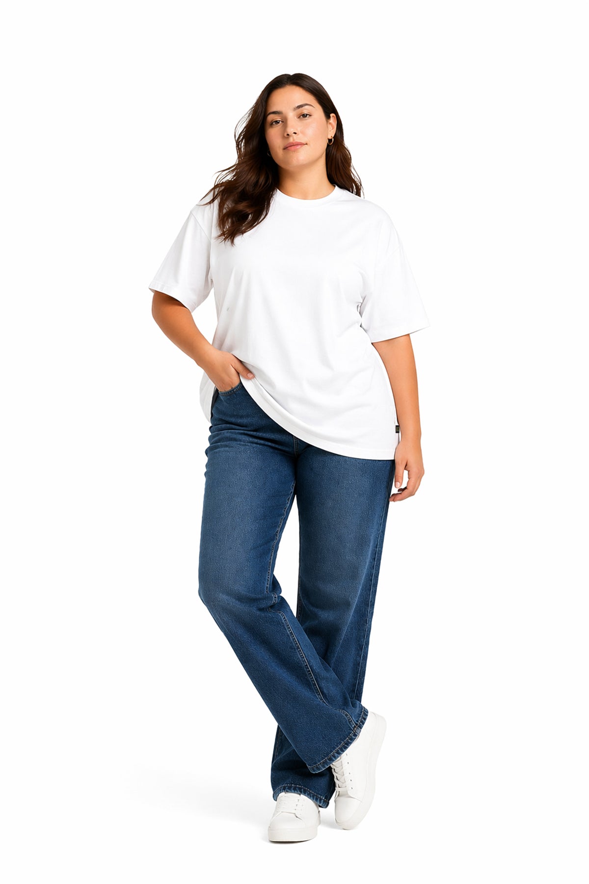 Kadın Basic Oversize Büyük Beden Kısa Kollu Tişört