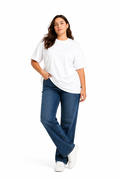 Kadın Basic Oversize Büyük Beden Kısa Kollu Tişört