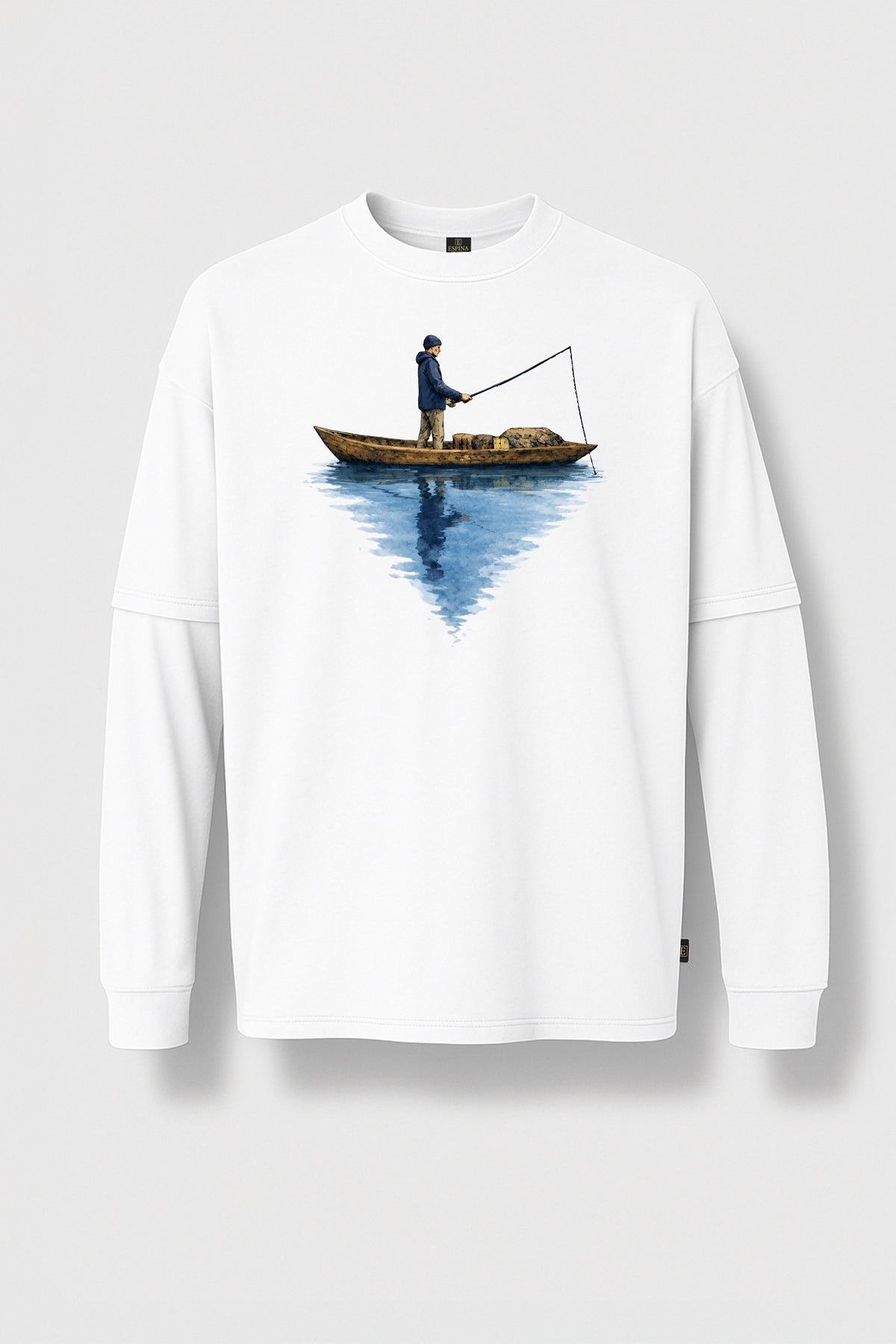 Unisex Sweatshirt with Man on a Boat Print