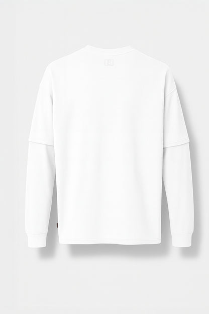 Çift Kollu Basic Oversize Tişört Beyaz