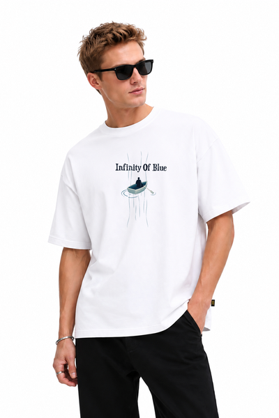 Oversize Infinity Of Blue Baskılı Kısa Kollu Tişört