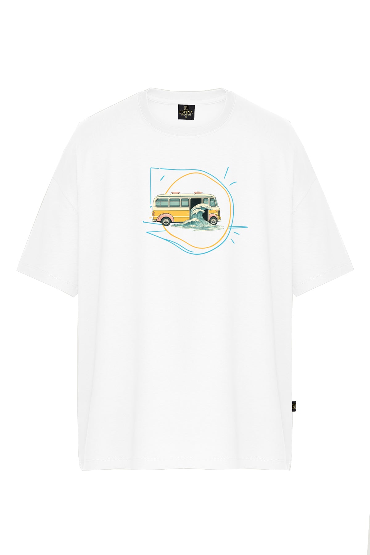 Unisex Otobüs Baskılı Oversize Tişört