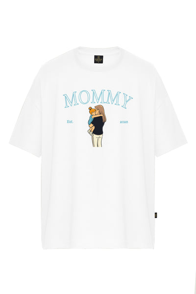 Kadın Mommy Anne & Çocuk Baskılı Oversize Kısa Kollu Tişört