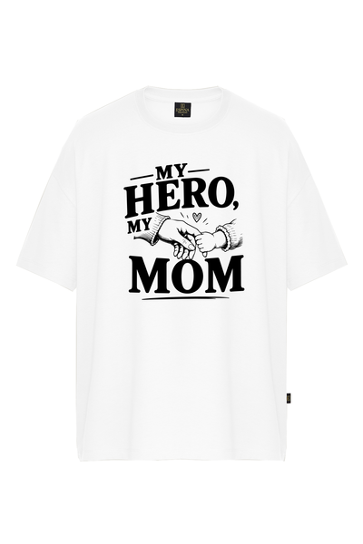 My Hero My Mom Baskılı Oversize Kısa Kollu Tişört