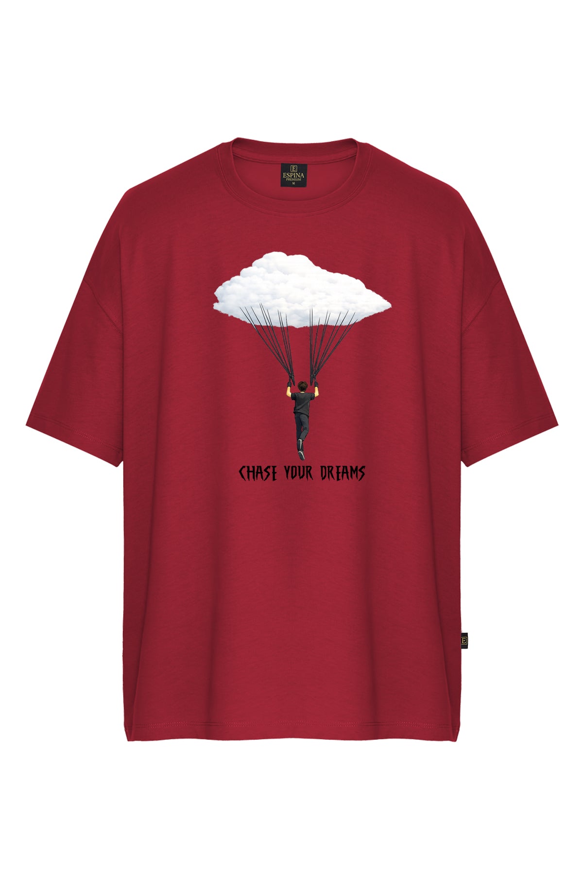 Erkek Chase Your Dreams Bulut Baskılı Oversize T-Shirt