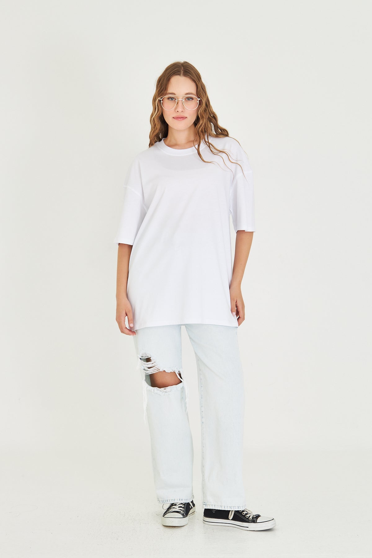 Basic Tişört Oversize - Beyaz