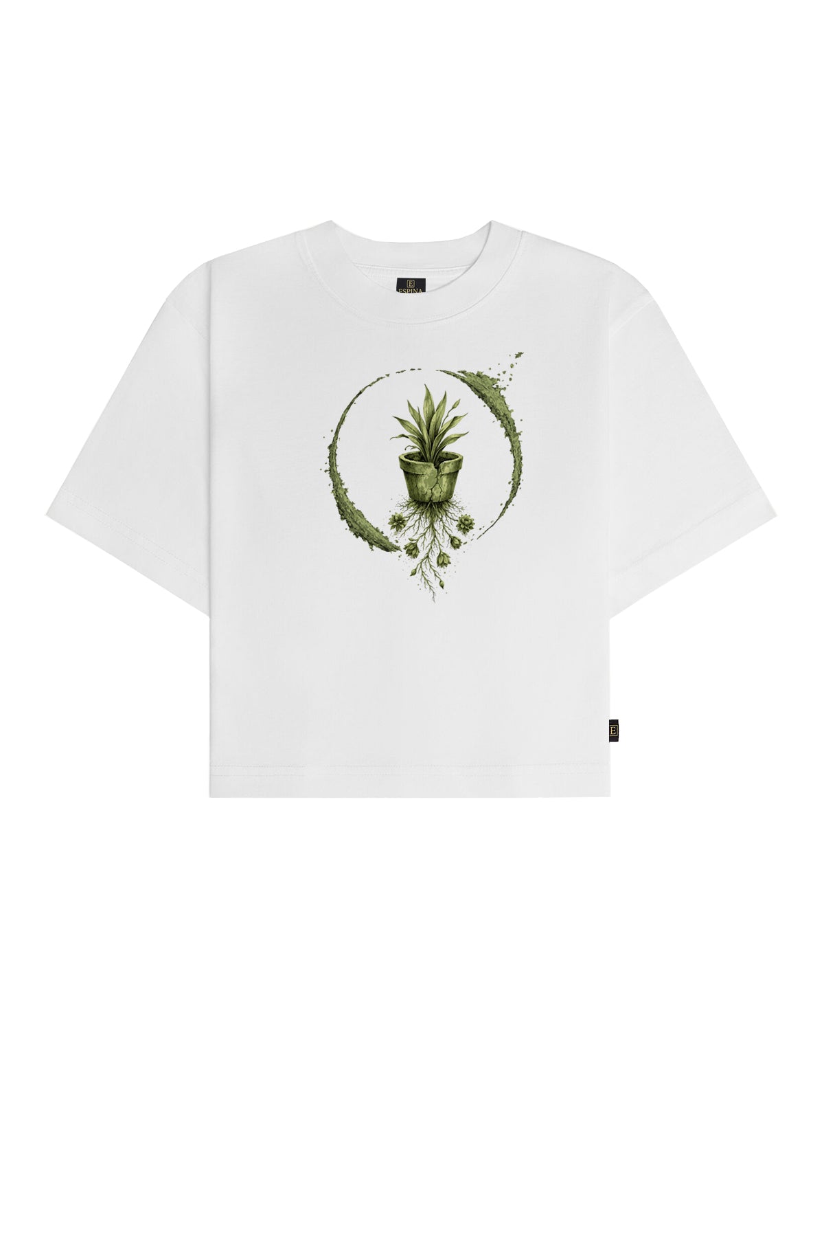 Saksı Bitki Baskılı Crop Tişört