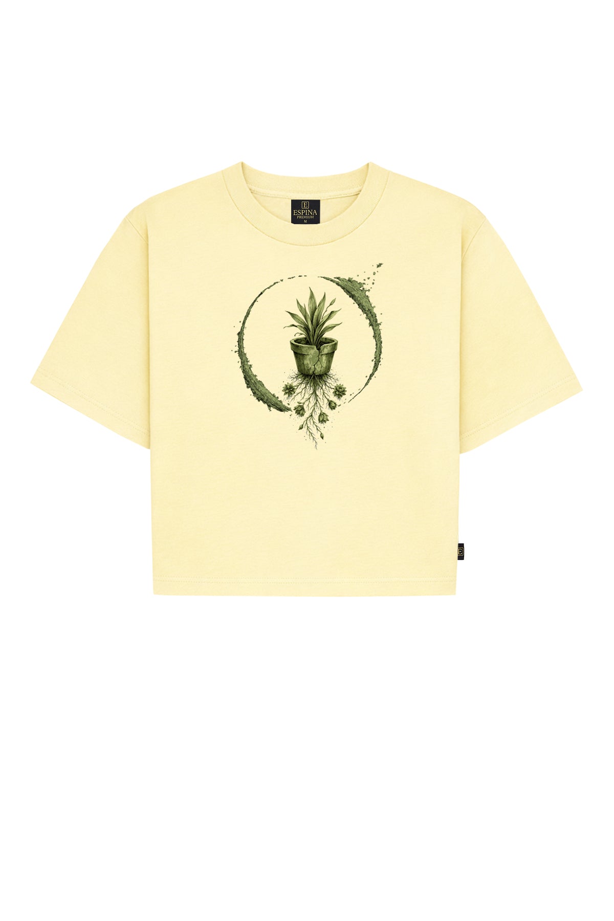 Saksı Bitki Baskılı Crop Tişört