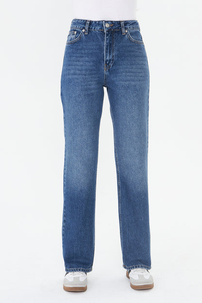 Yüksek Bel Düz Paça Jean 00037