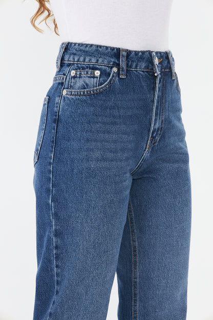 Yüksek Bel Düz Paça Jean 00037