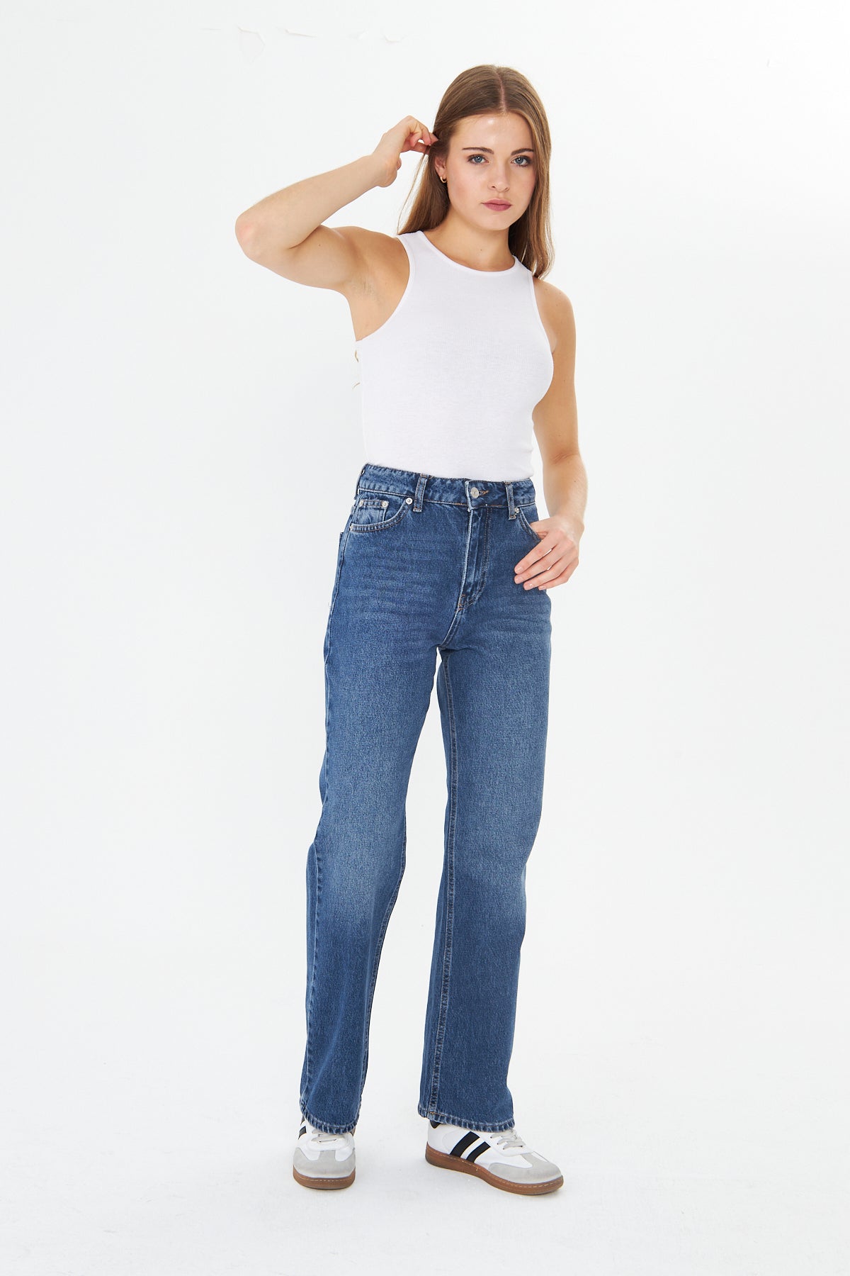 Yüksek Bel Düz Paça Jean 00037