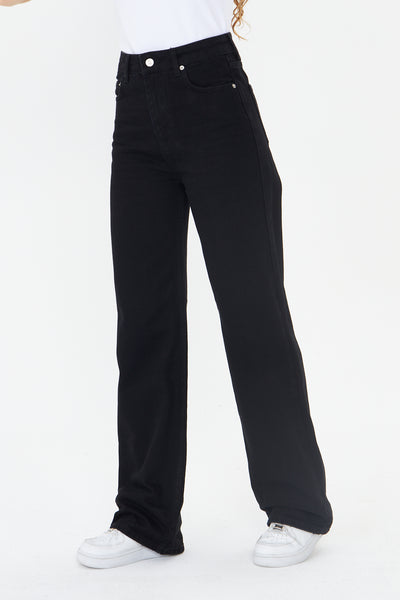 Yüksək Bel Geniş Ayaqlı Cins Şalvar 00039