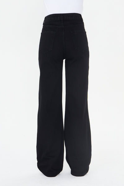 Yüksək Bel Geniş Ayaqlı Cins Şalvar 00039