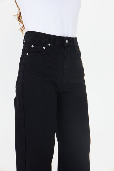 Yüksək Bel Geniş Ayaqlı Cins Şalvar 00039