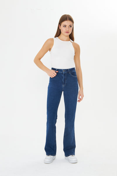 Yüksək Belli Çəkməli Cins Şalvar 00038