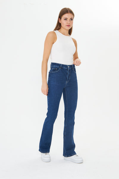 Yüksək Belli Çəkməli Cins Şalvar 00038