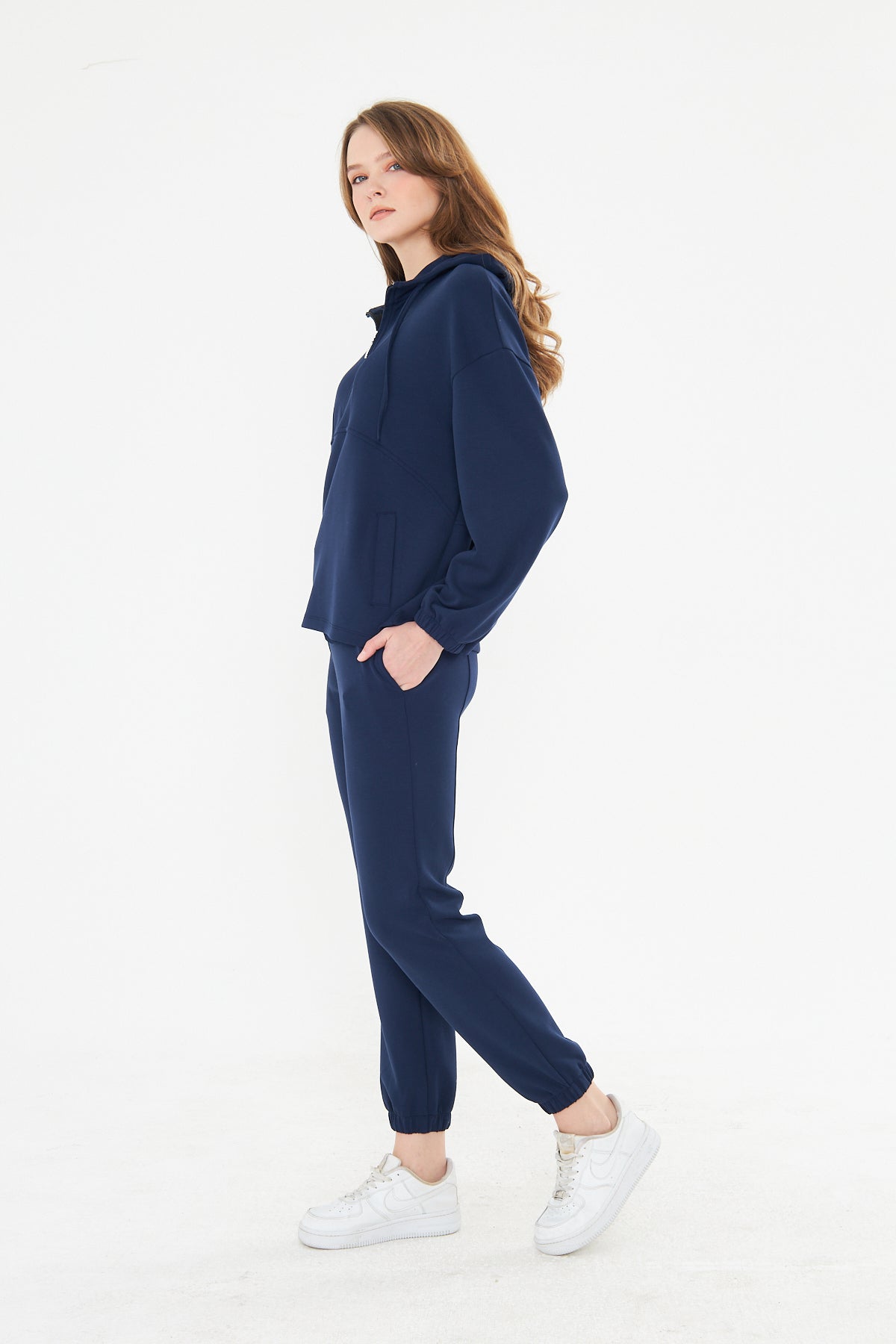 Kadın Double Face Interlok Relax Fit Hoodie & Jogger Set