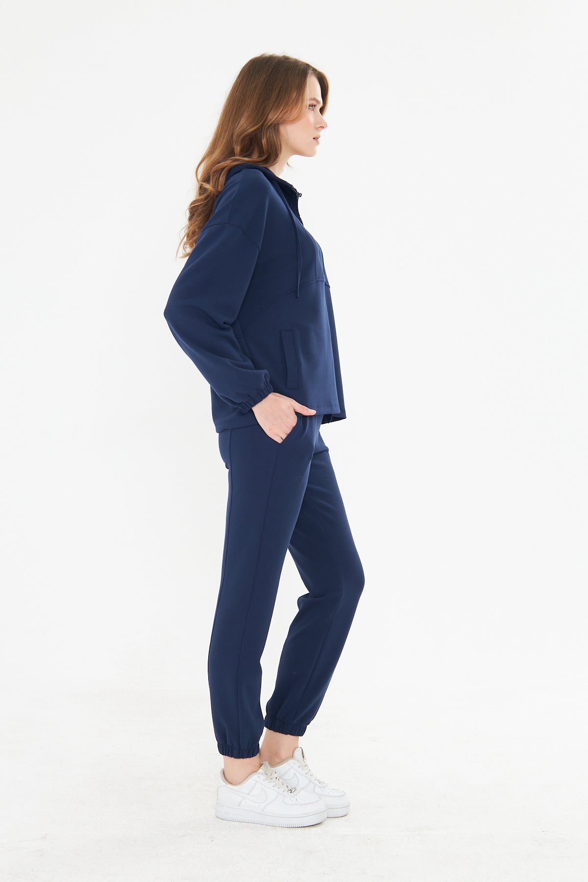 Kadın Double Face Interlok Relax Fit Hoodie & Jogger Set