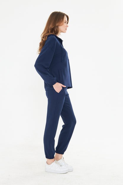 Kadın Double Face Interlok Relax Fit Hoodie & Jogger Set