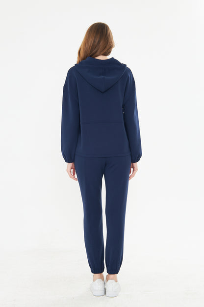 Kadın Double Face Interlok Relax Fit Hoodie & Jogger Set