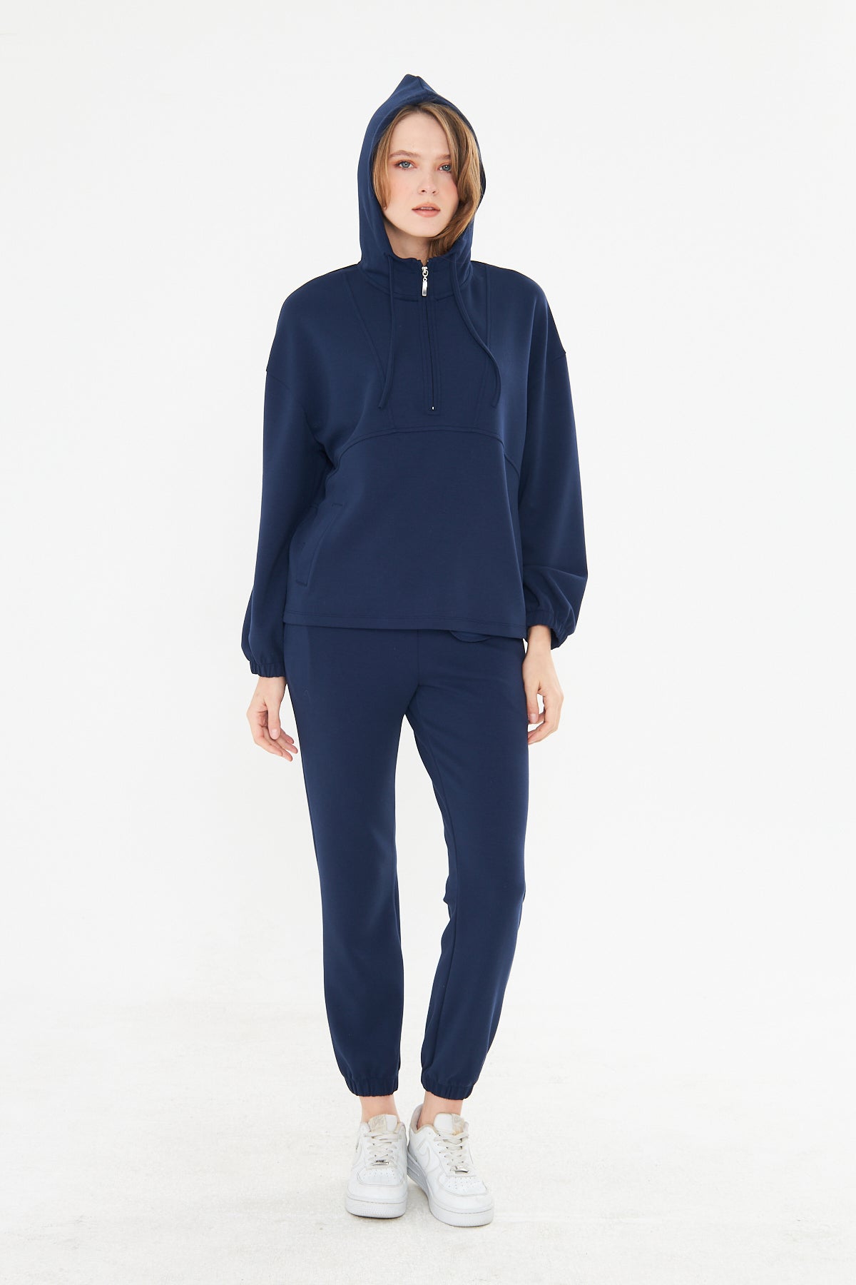 Kadın Double Face Interlok Relax Fit Hoodie & Jogger Set