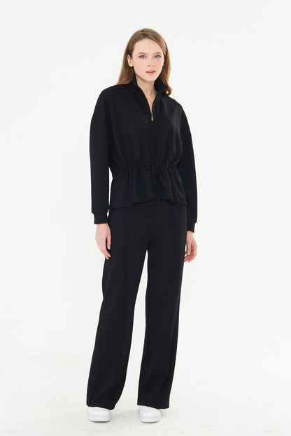 Kadın Double Face Interlok Relax Fit Hoodie & Jogger Set