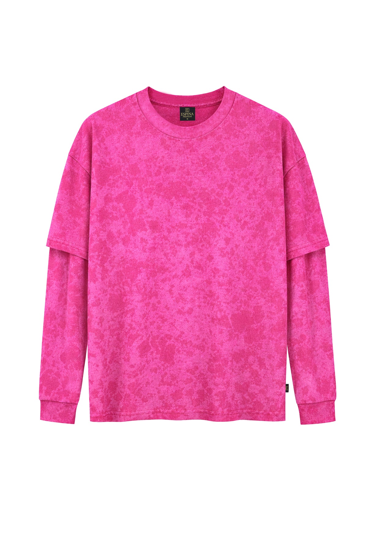 Çift Kollu Vintage Baskılı Oversize Tişört