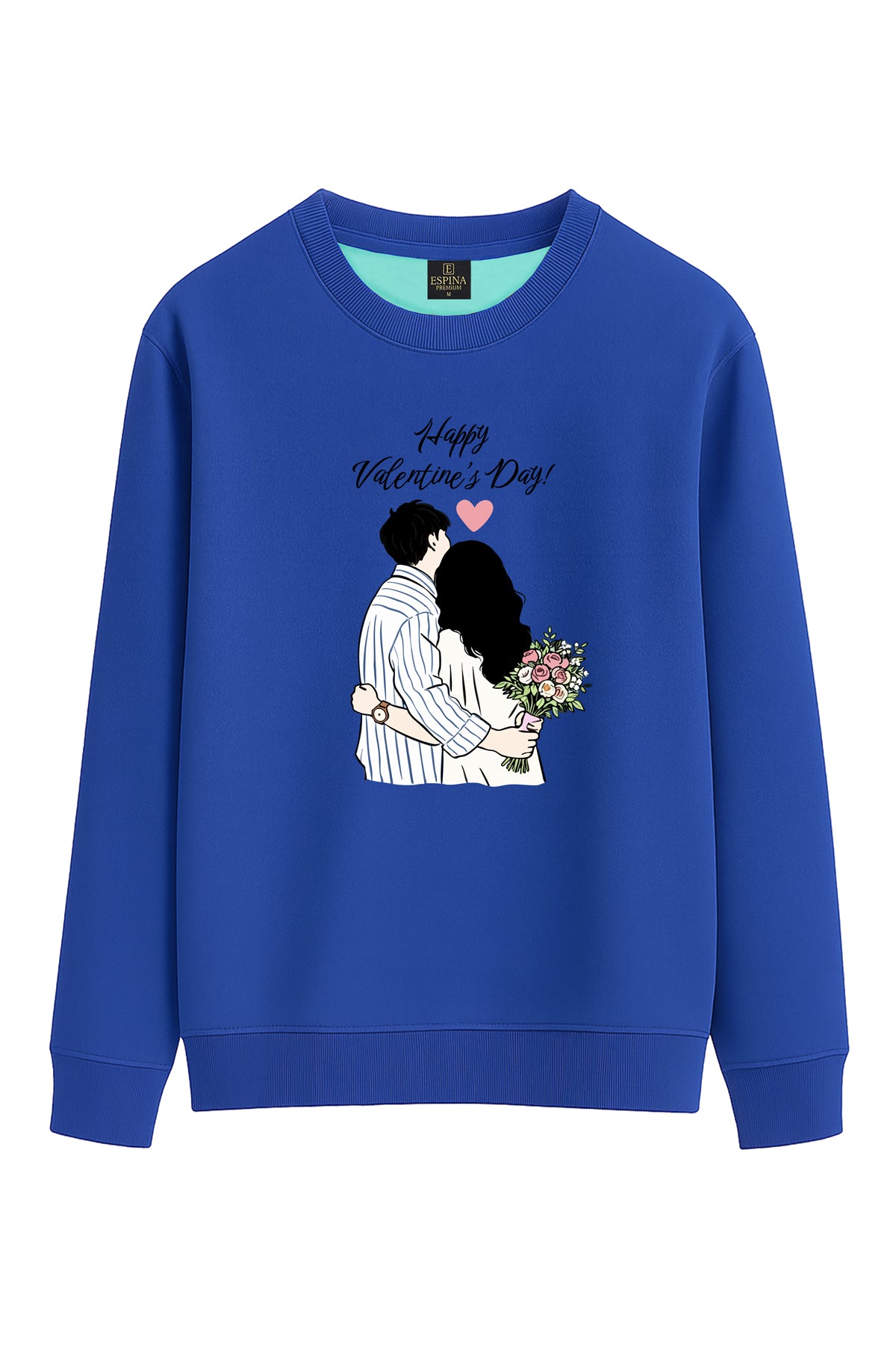 Happy Valentine’s Day Çiçekli Sarılma Regular Fit Sweatshirt