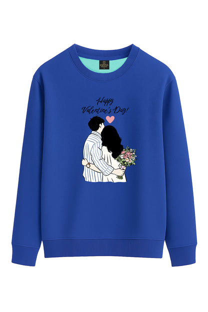 Happy Valentine’s Day Çiçekli Sarılma Regular Fit Sweatshirt