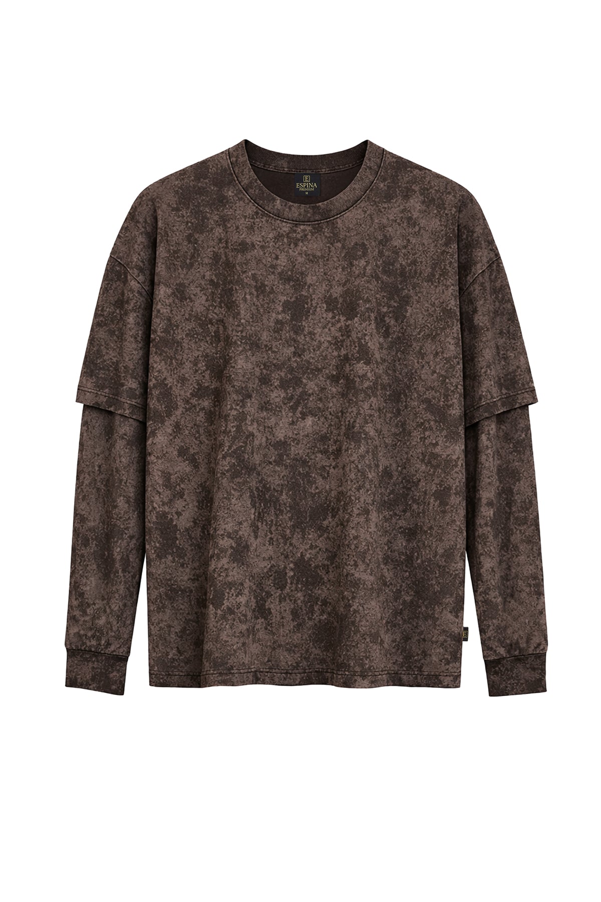 Çift Kollu Vintage Baskılı Oversize Tişört