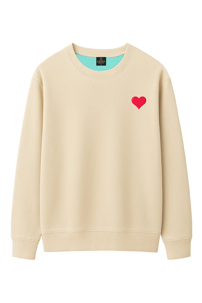 Regular Kalp Baskılı Sweatshirt