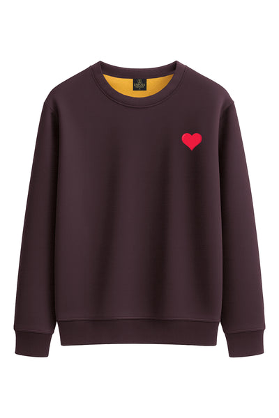 Unisex Regular Kalp Baskılı Sweatshirt